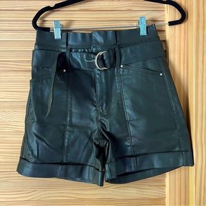 WHBM: Dark Khaki Faux Leather High Waist Shorts